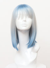 A124 - Blue Ice Ombre Long Bob with Fringe