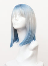 A124 - Blue Ice Ombre Long Bob with Fringe