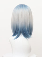 A124 - Blue Ice Ombre Long Bob with Fringe