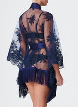 Lace Showgirl Robe - Navy