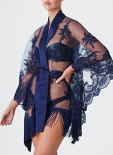 Lace Showgirl Robe - Navy