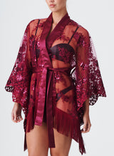 Lace Showgirl Robe - Plum