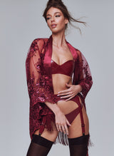 Lace Showgirl Robe - Plum