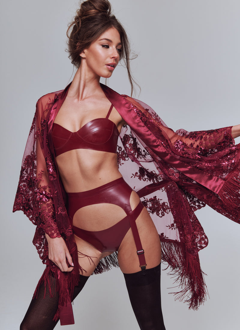 Lace Showgirl Robe - Plum